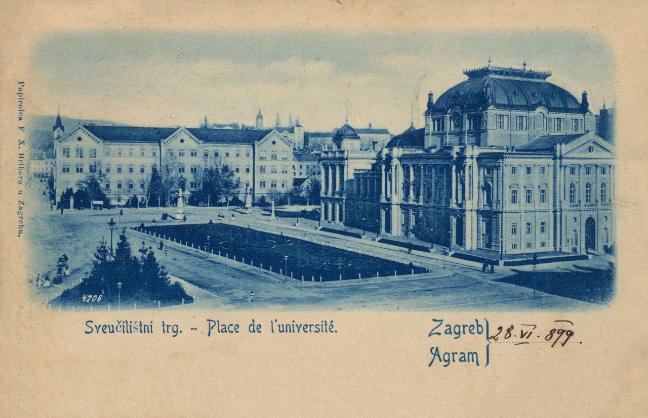 Sveučilišni trg (današnji Trg Republike Hrvatske) 1899. godina